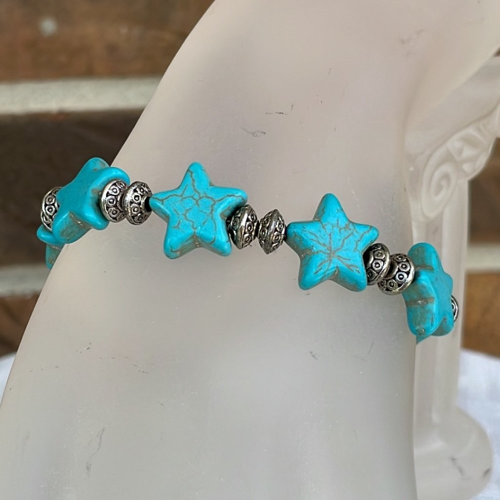 Handmade Star Turquoise Bracelet - Picture 2 of 4